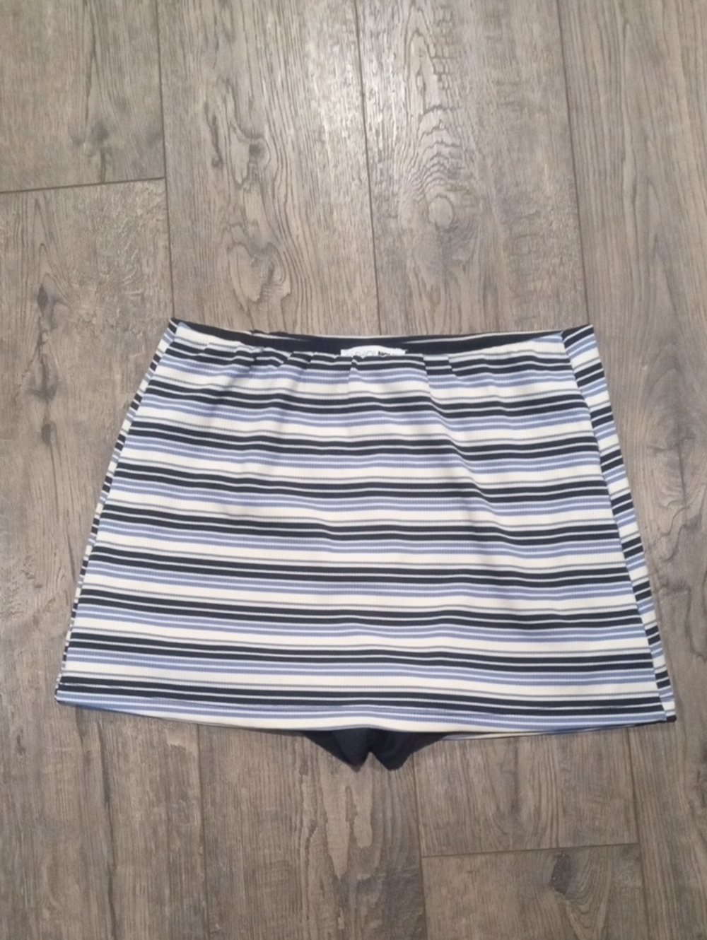 Fashion Nova Navy and White Striped Mini Skort with Built-In Shorts
